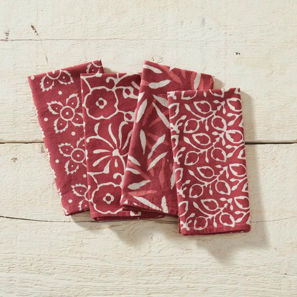Henna Dabu Block Printed Napkins set/4