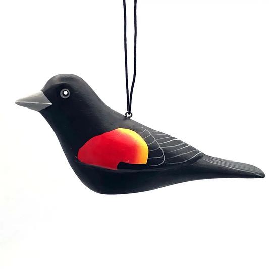 Red Winged Blackbird Balsa Wood Ornament