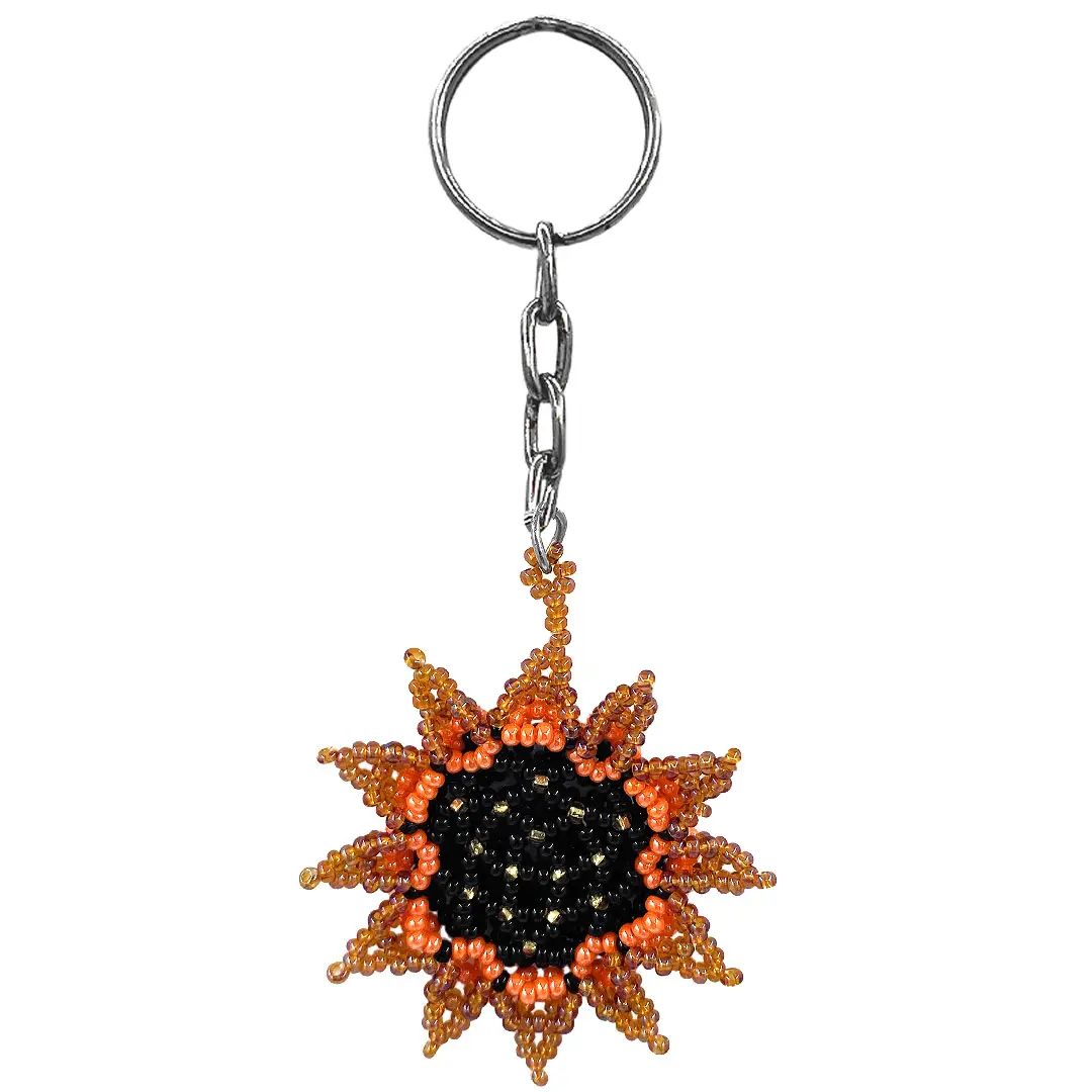 Beaded Sunflower Keychain