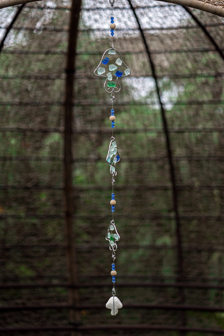 Recycled Glass Garland Mushroom 36"