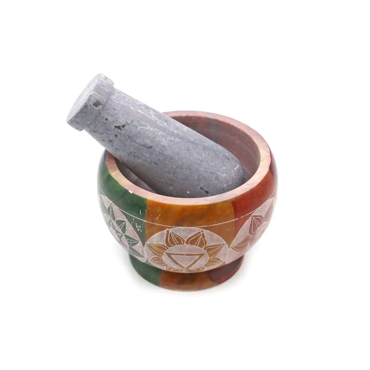 Soapstone 7 Chakras Mortar & Pestle