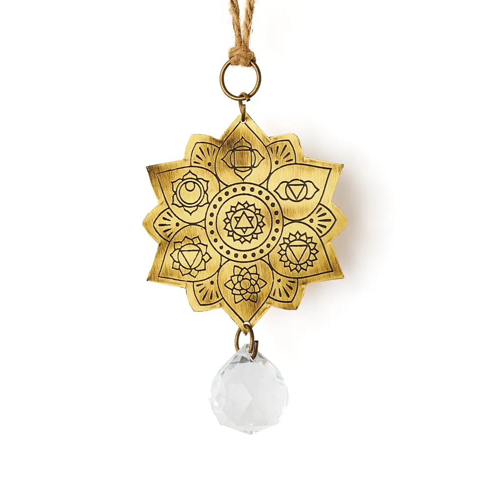 Surya Lotus Engraved Brass Suncatcher