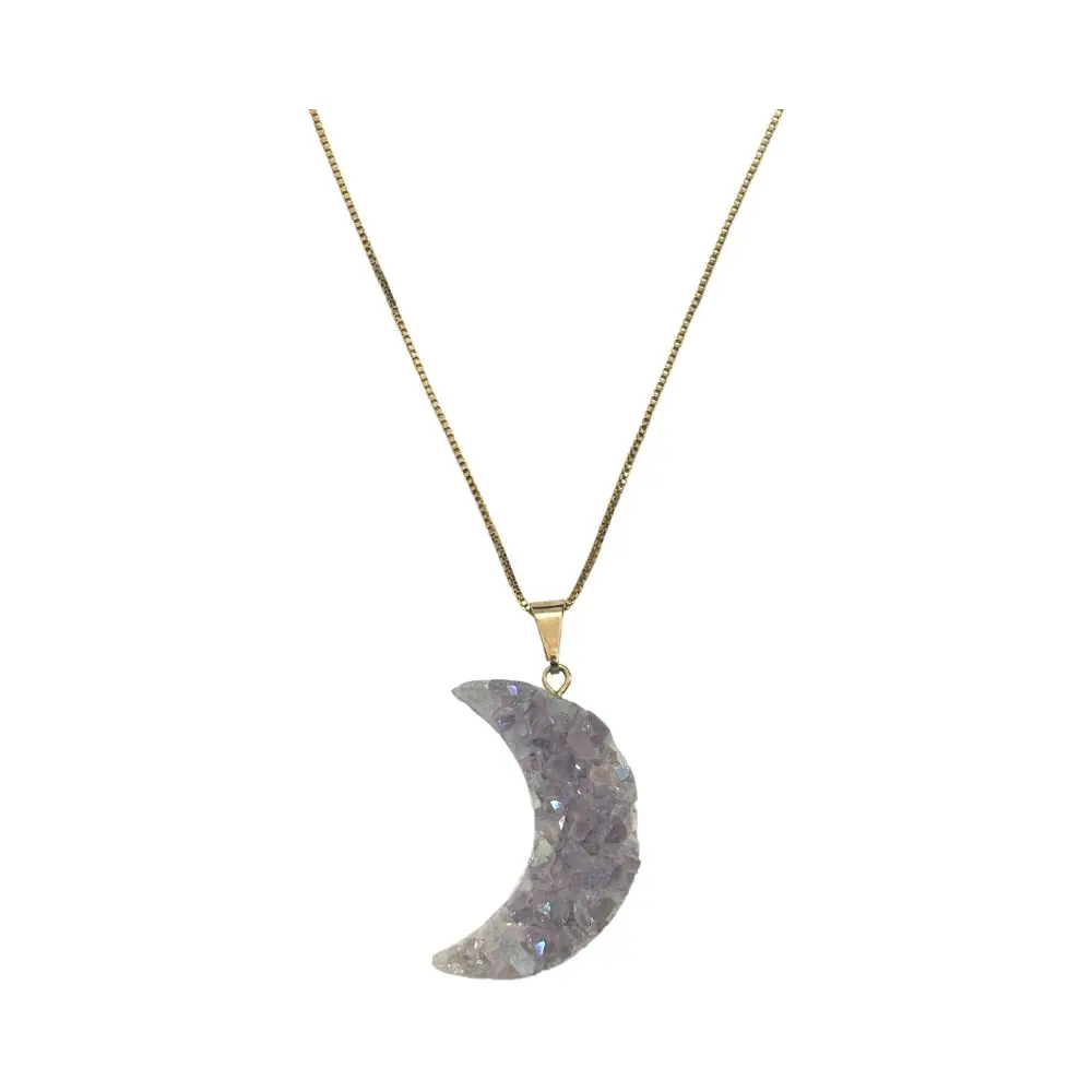 Pearly Druzy Moon Necklace