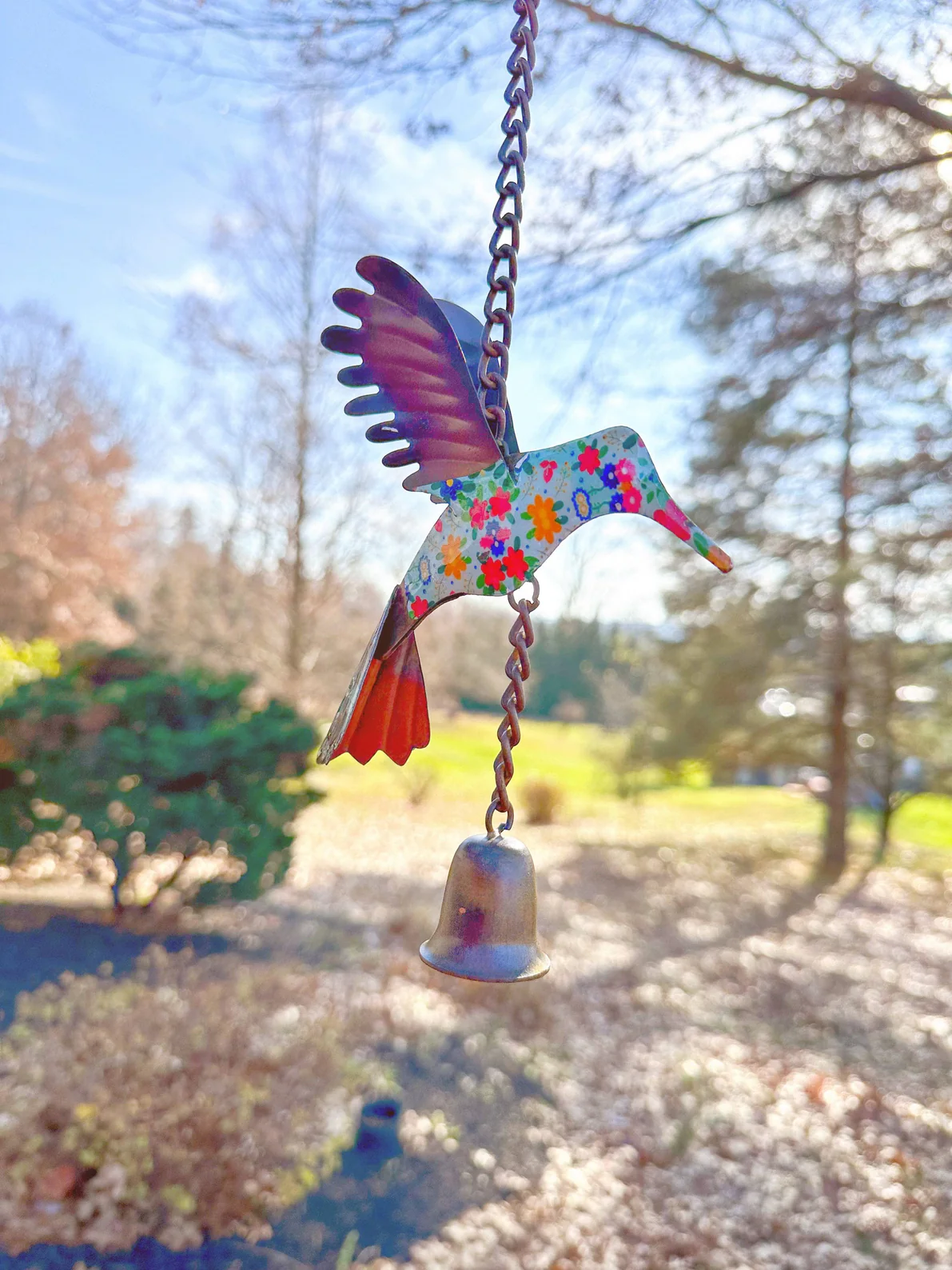 Multicolor Floral Hummingbird Ornament