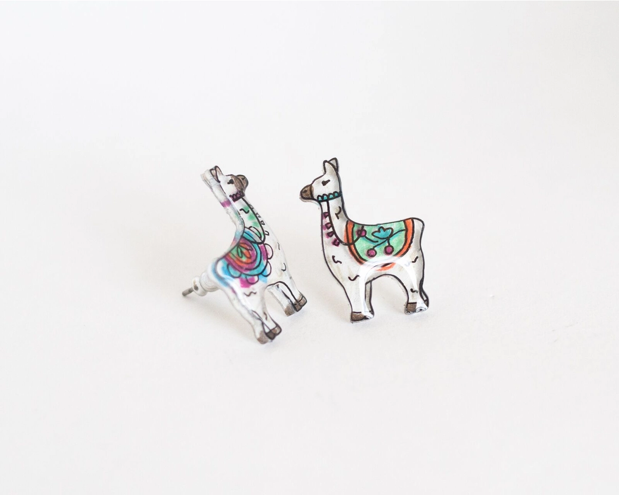 Llama Alpaca Stud Earrings