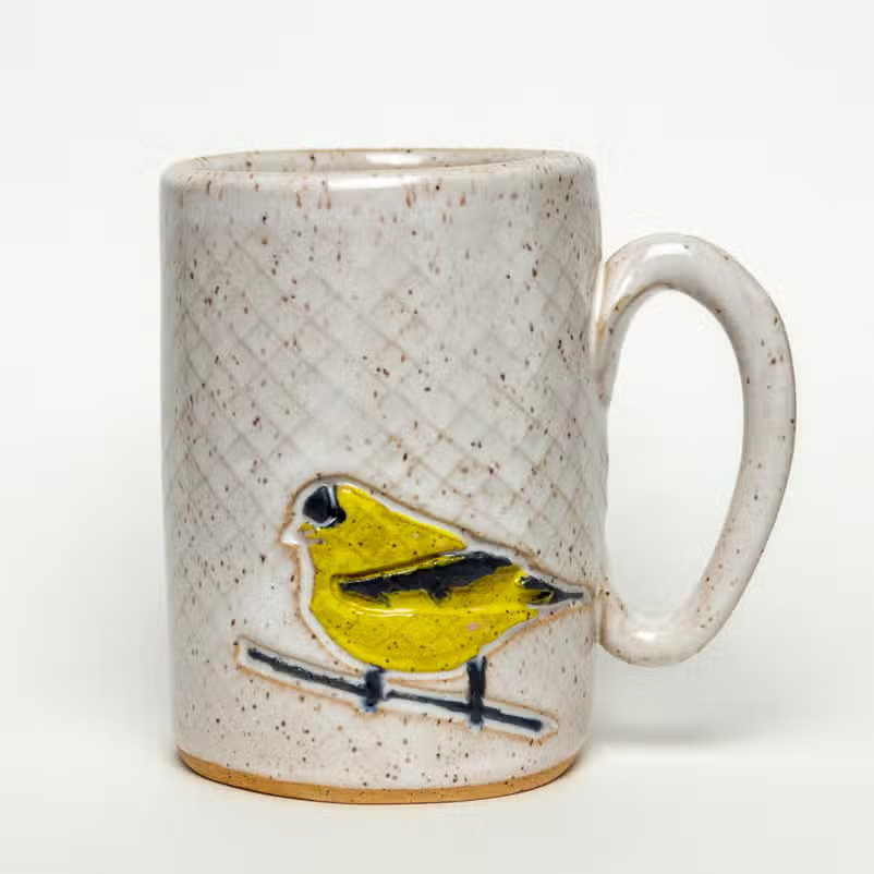 Goldfinch Ceramic Mug White