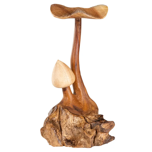 Carved Driftwood Double Mushroom