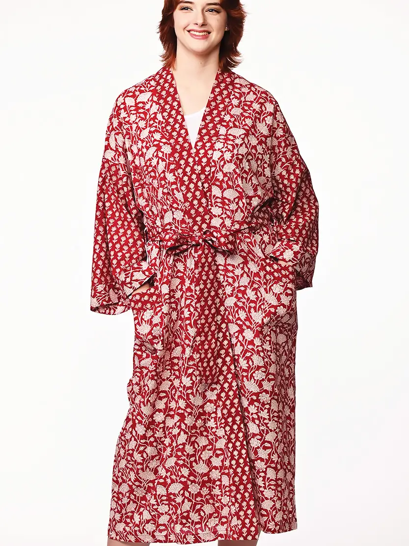 Kimono Robe - Red & White