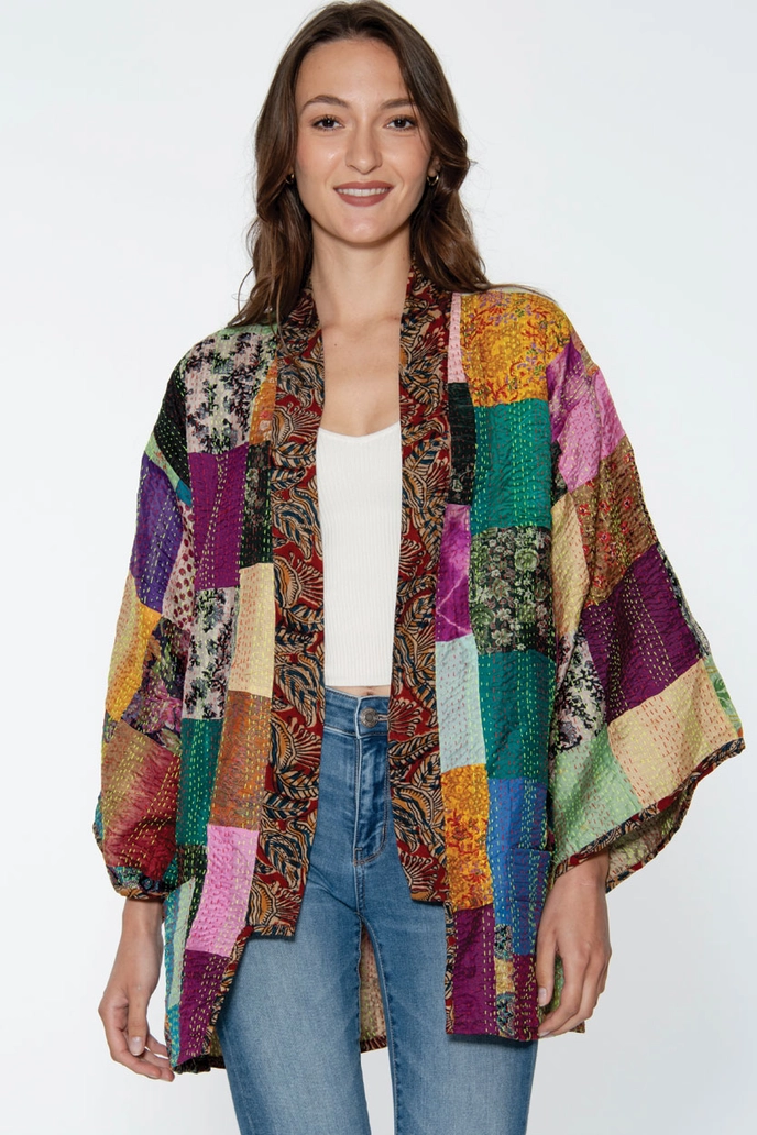 Reversible Kantha Silk Kimono Jacket