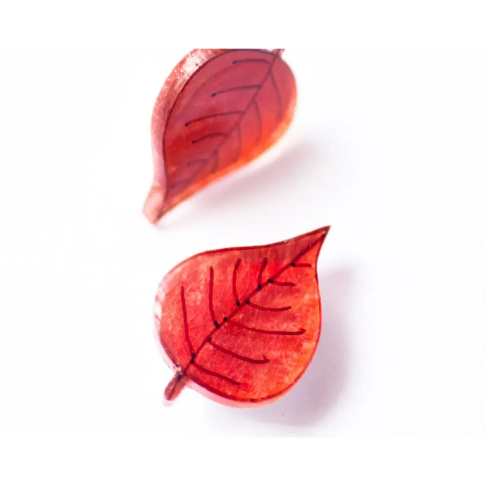 Red Autumn Leaf Stud Earrings