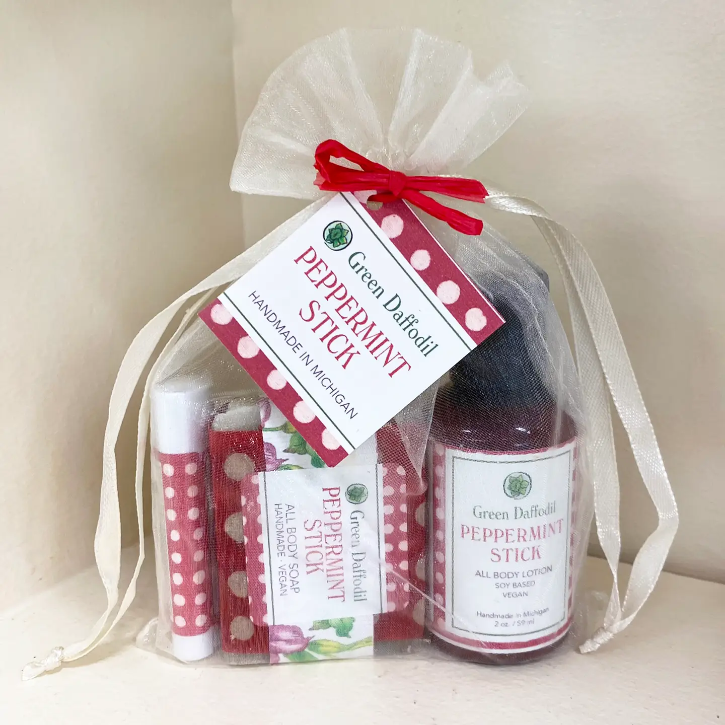 Peppermint Stick Gift Bag Set