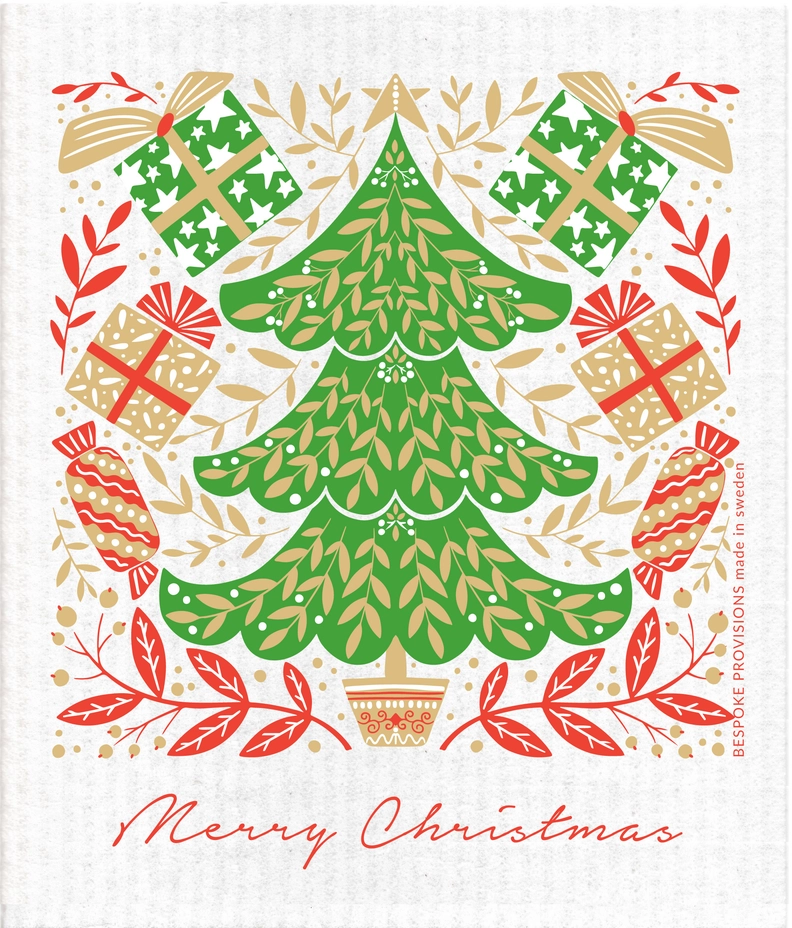 Merry Christmas Tree Swedish Dishcloth