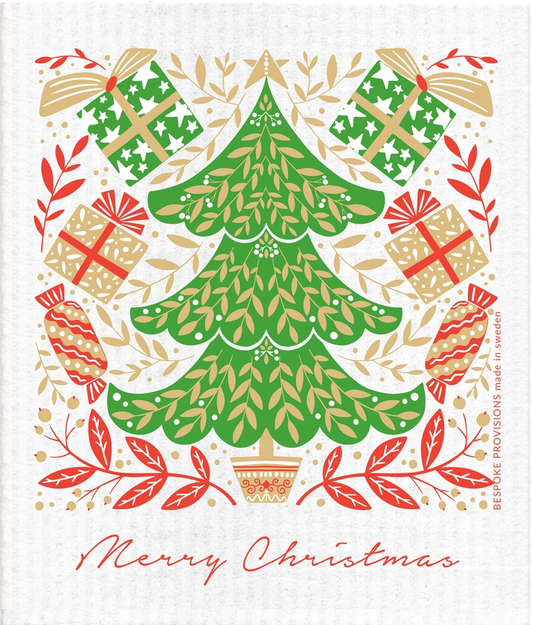 Merry Christmas Tree Swedish Dishcloth