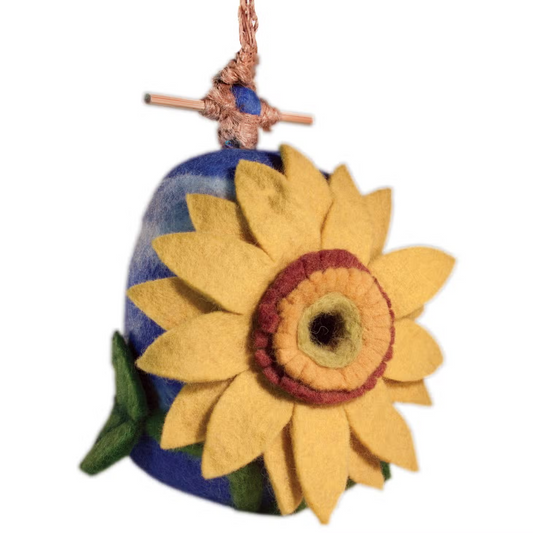 Felted Birdhouse Sunflower