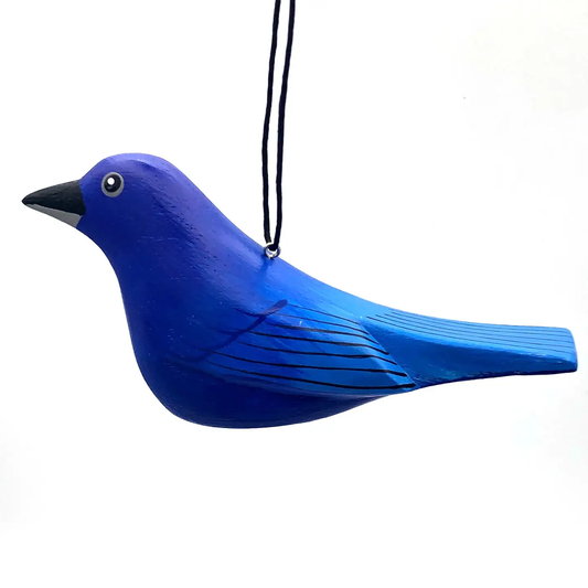 Indigo Bunting Balsa Wood Ornament