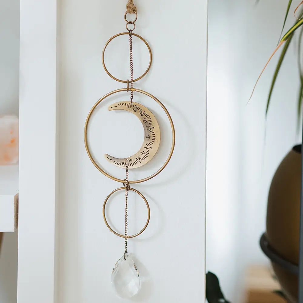 Surya Crescent Moon Brass Suncatcher