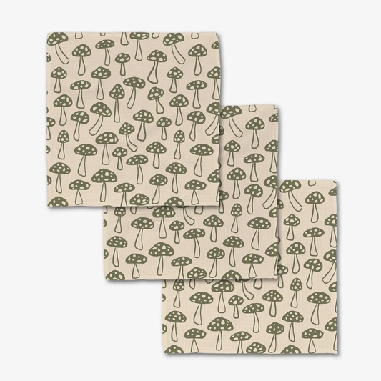 Geometry Luxe Washcloth Set: Woodland Mushroom