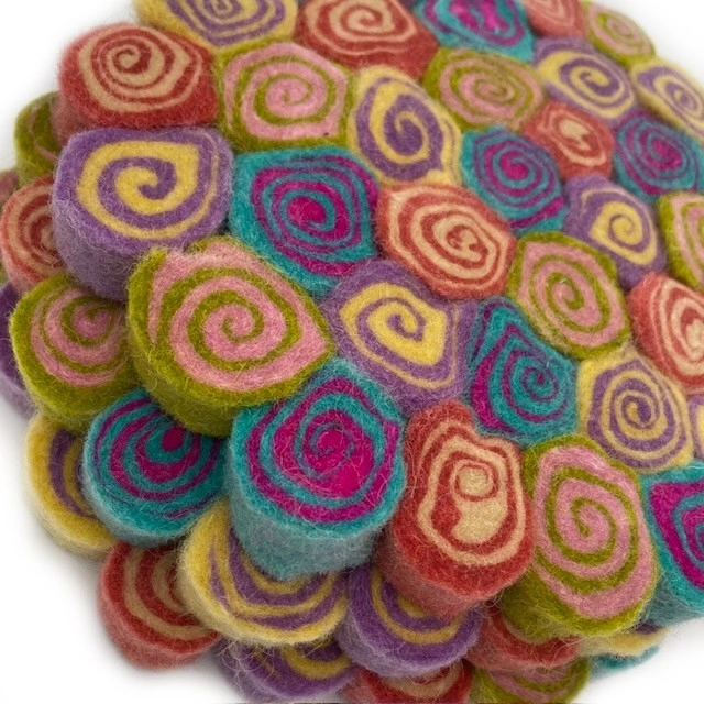 Felted Swirl Trivet - Salt Water Taffy