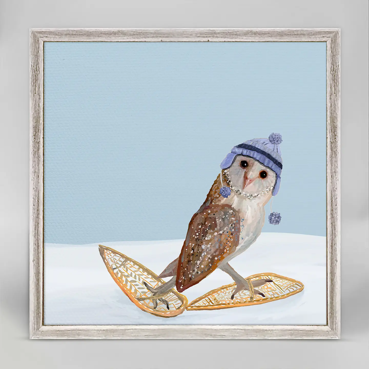 Holiday Snowshoe Owl Mini Canvas