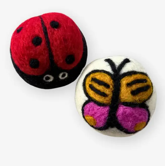 Butterfly/Ladybug Handfelted Dryer Ball