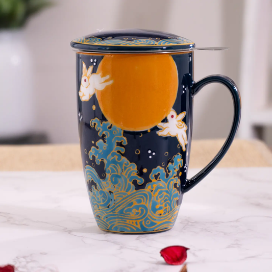 Tea Infuser Mug 15oz Moon Rabbit