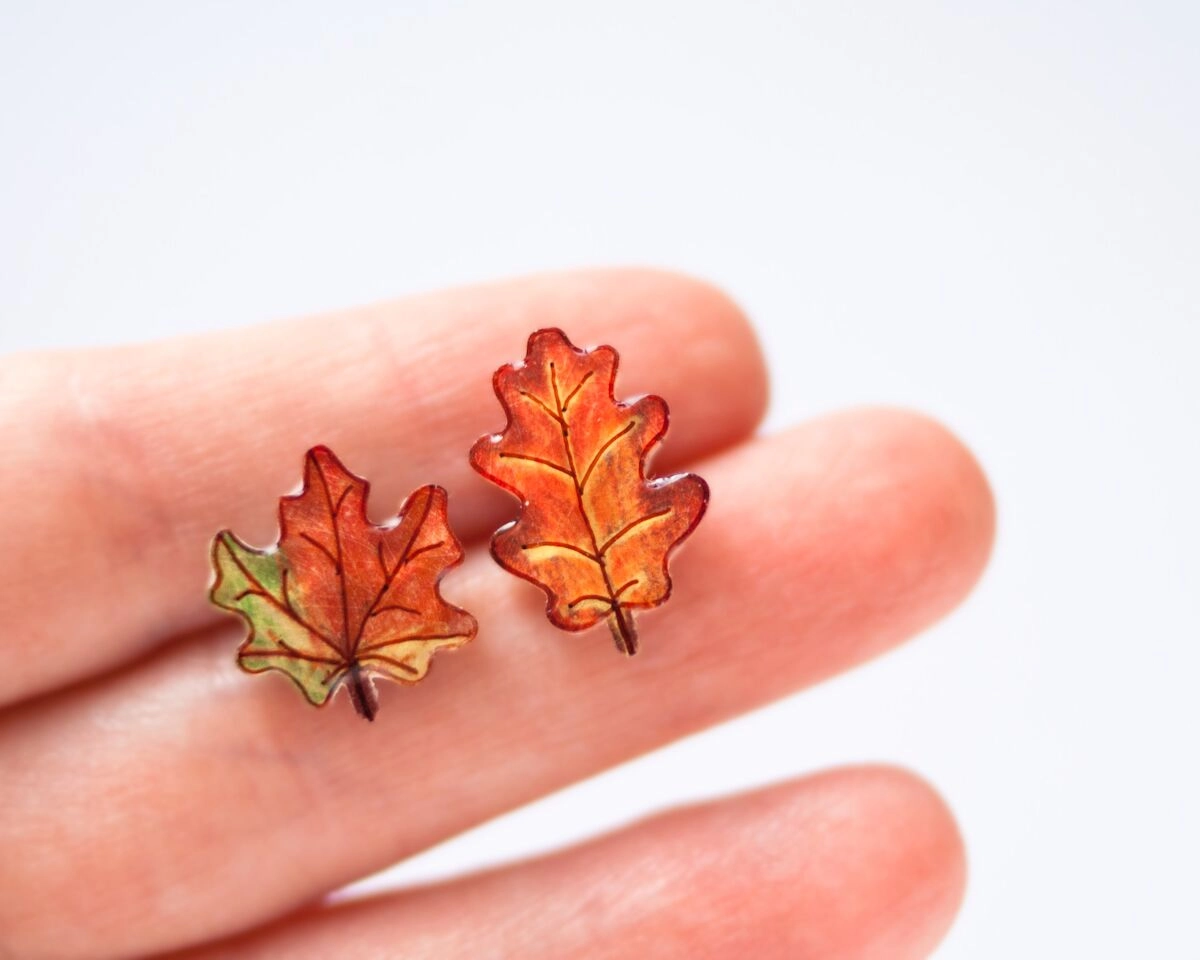 Maple & Oak Leaf Stud Earrings