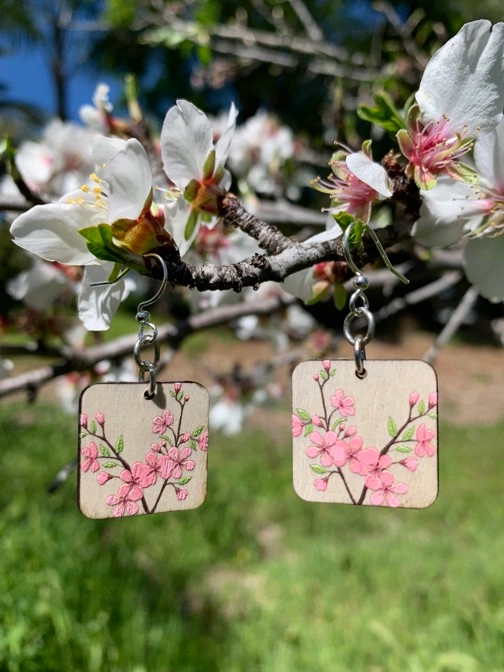 Square Cherry Blossom Earrings