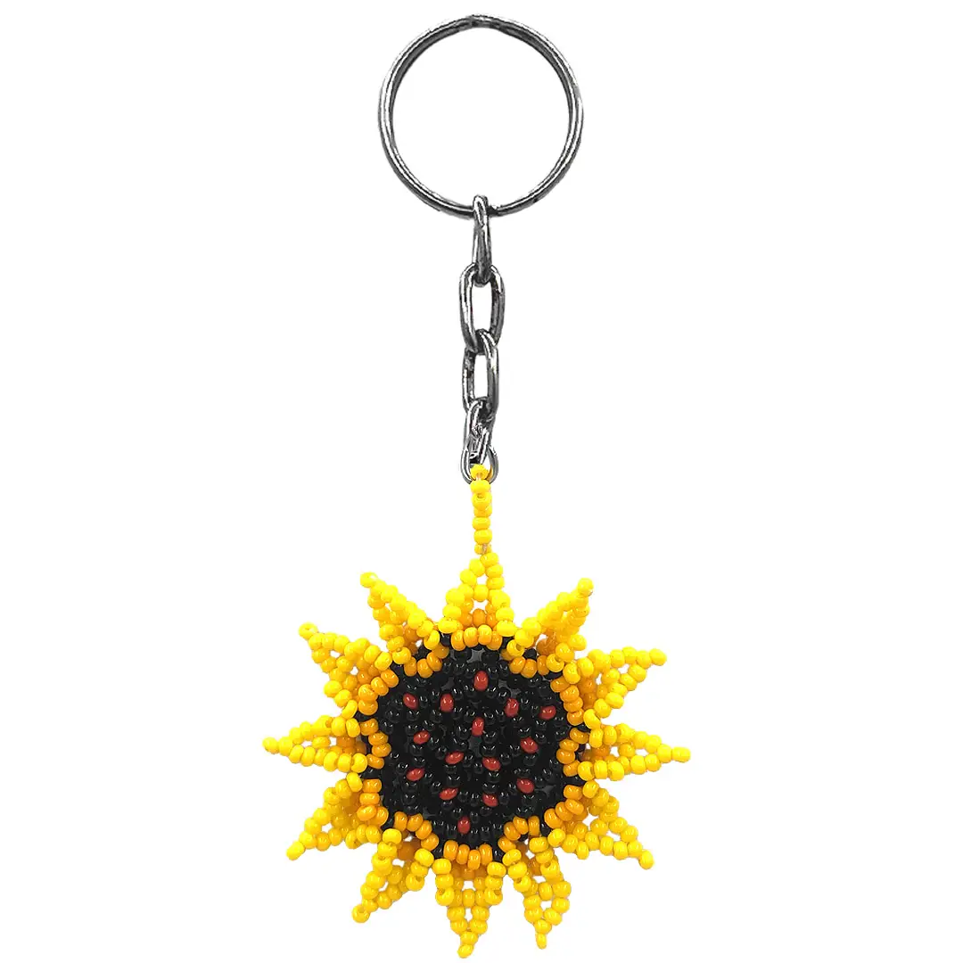 Beaded Sunflower Keychain