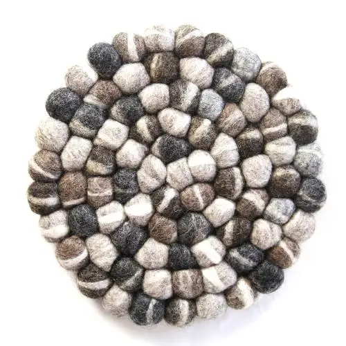 Tie Dye Gray Felt Ball Coaster