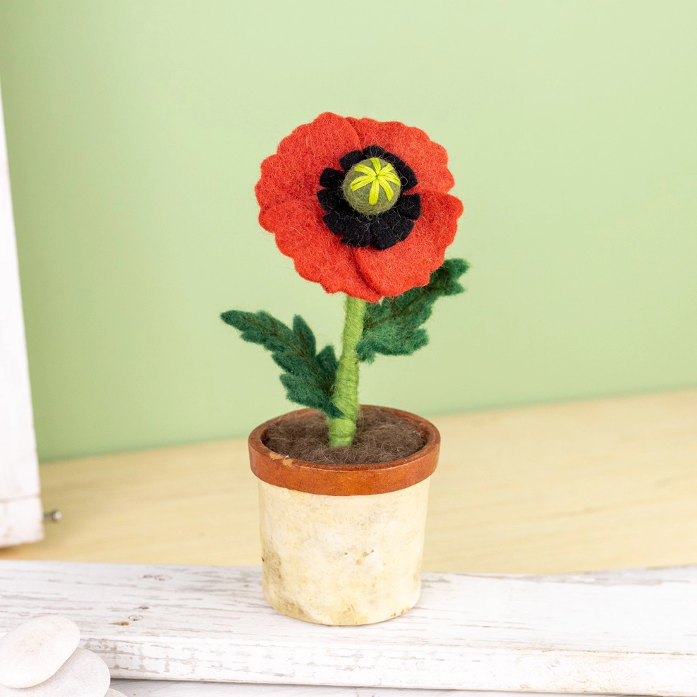 Poppy Felt Potted Flower