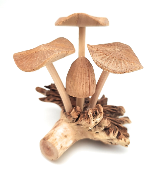 Hand Carved Wooden Mushrooms Extra Small