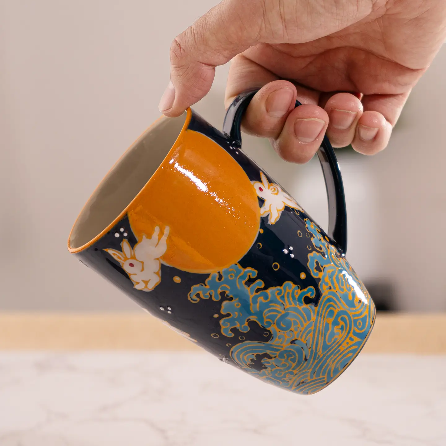 Tea Infuser Mug 15oz Moon Rabbit