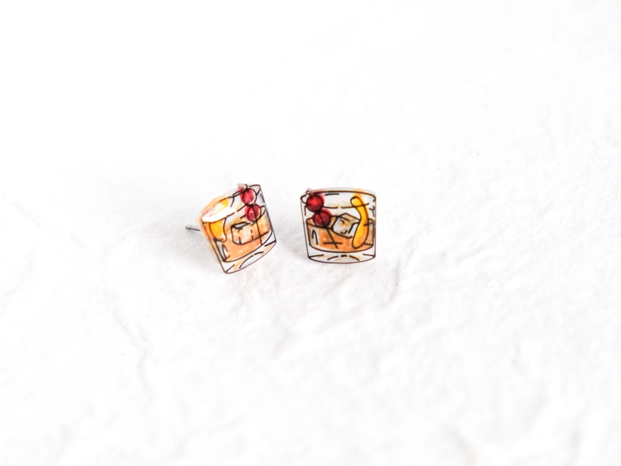 Old Fashioned Cocktail Stud Earrings