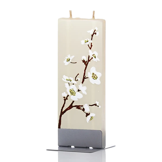 Flat Candle Cherry Flower White