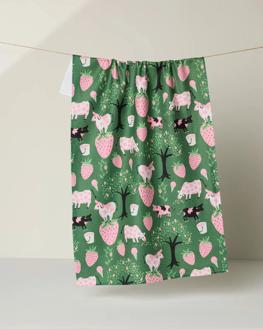 Geometry Tea Towel: Strawberry Cows