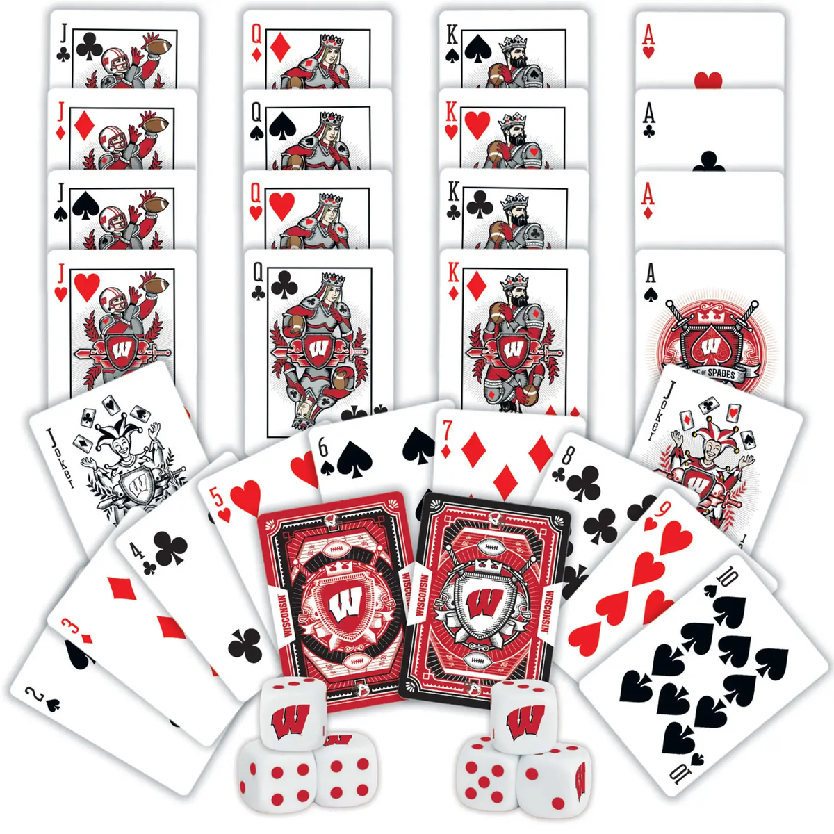 Wisconsin Badgers Playing Cards + Dice Set