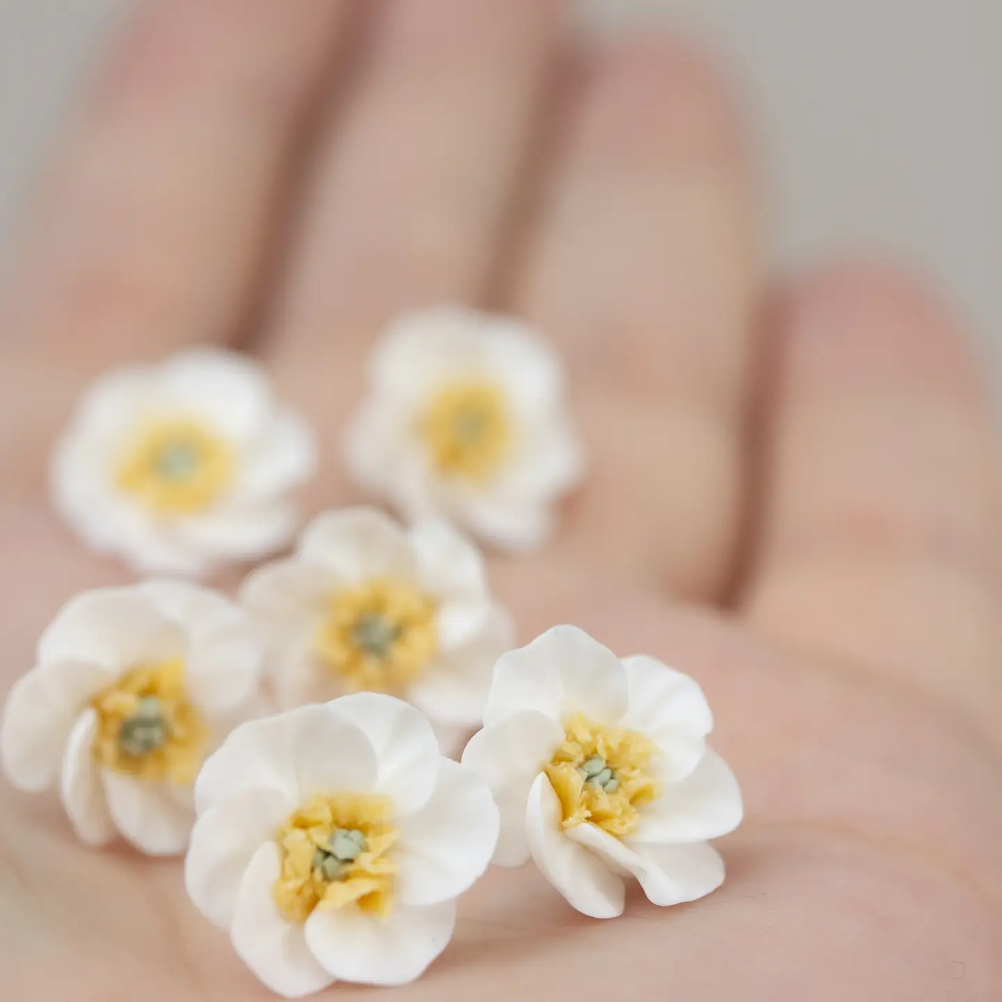 Delicate White Flowers Studs Earrings