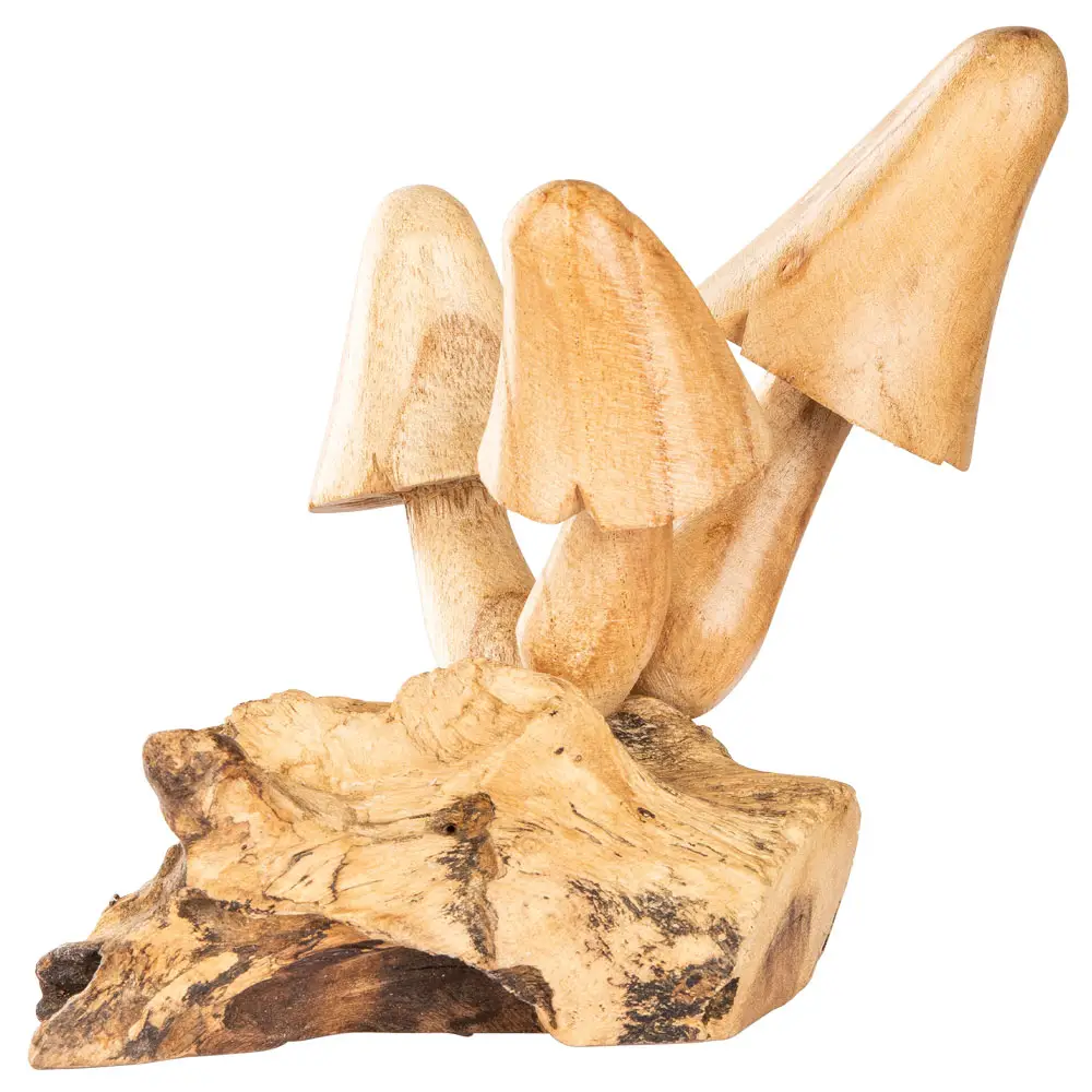 Carved Driftwood Three Mushrooms