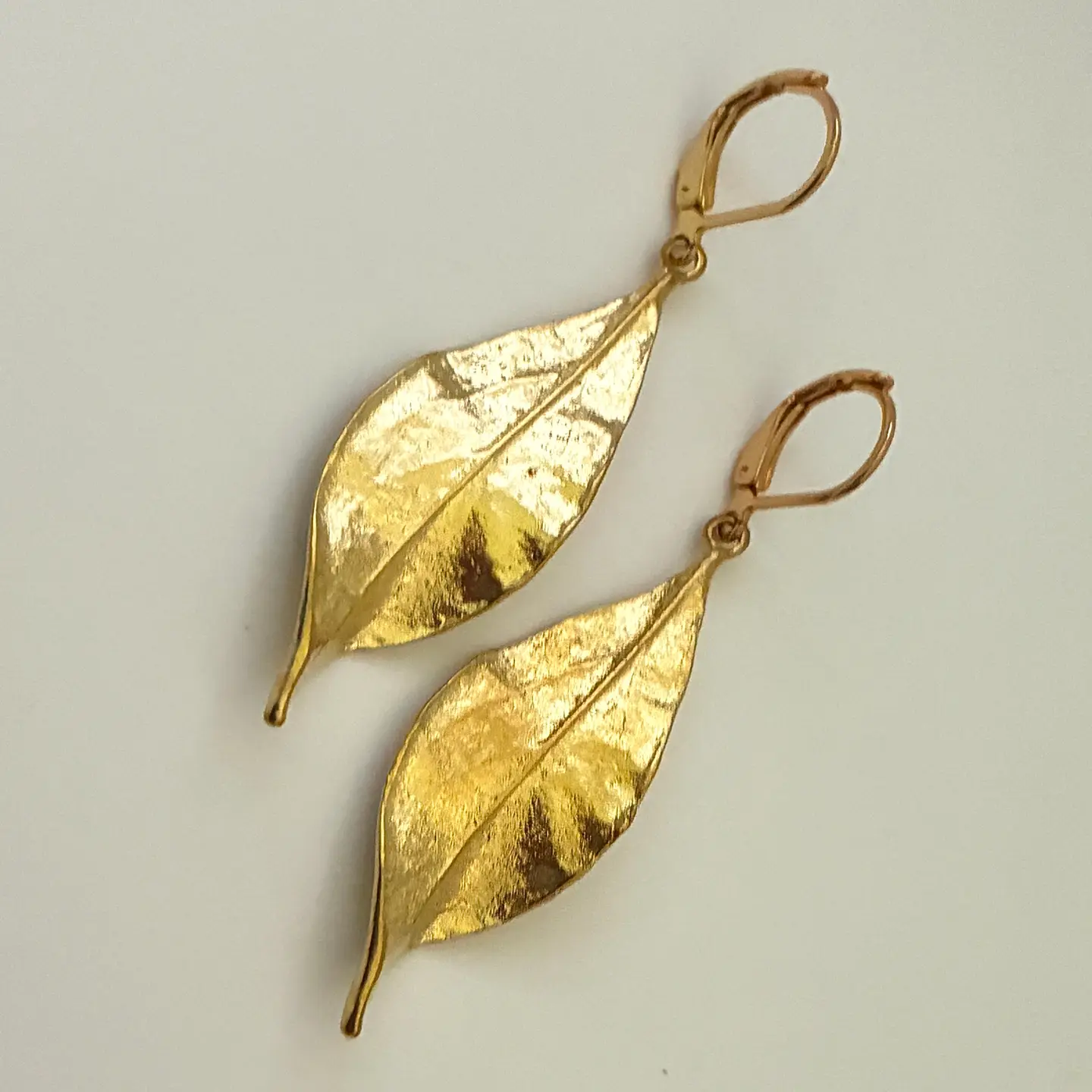 Brass Twisted Leaf Earrings