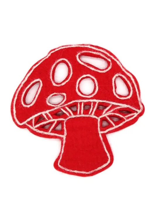 Mushroom Felt Trivet Red