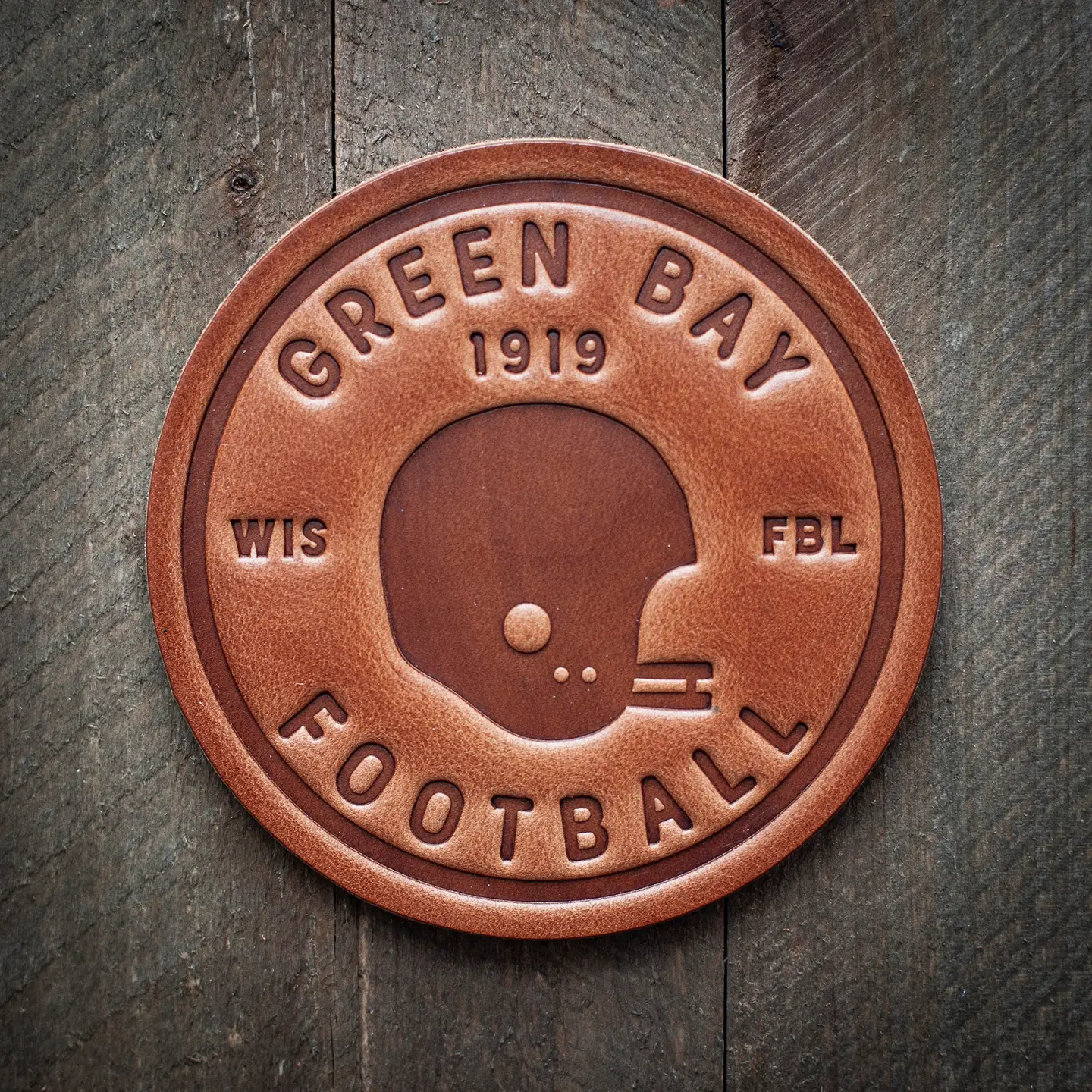 Leather Coaster - Green Bay-Football