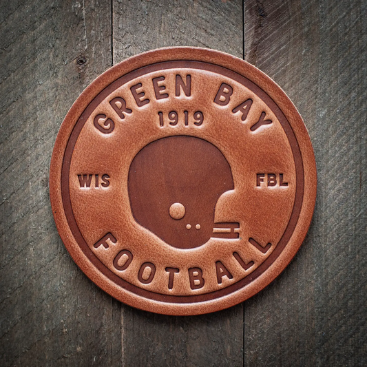 Leather Coaster - Green Bay-Football