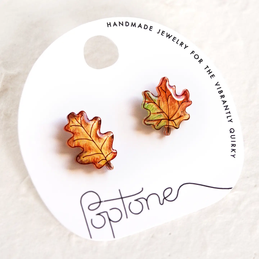 Maple & Oak Leaf Stud Earrings