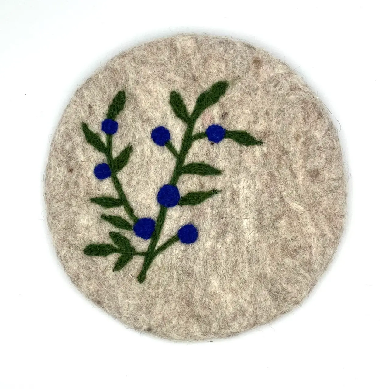Blueberry Branch Round Felted Trivet