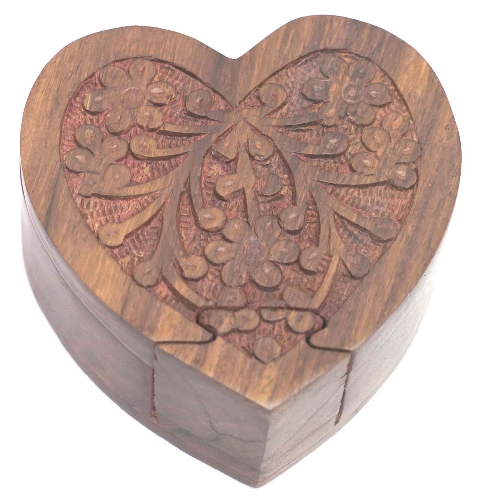 Wood Heart Puzzle Box