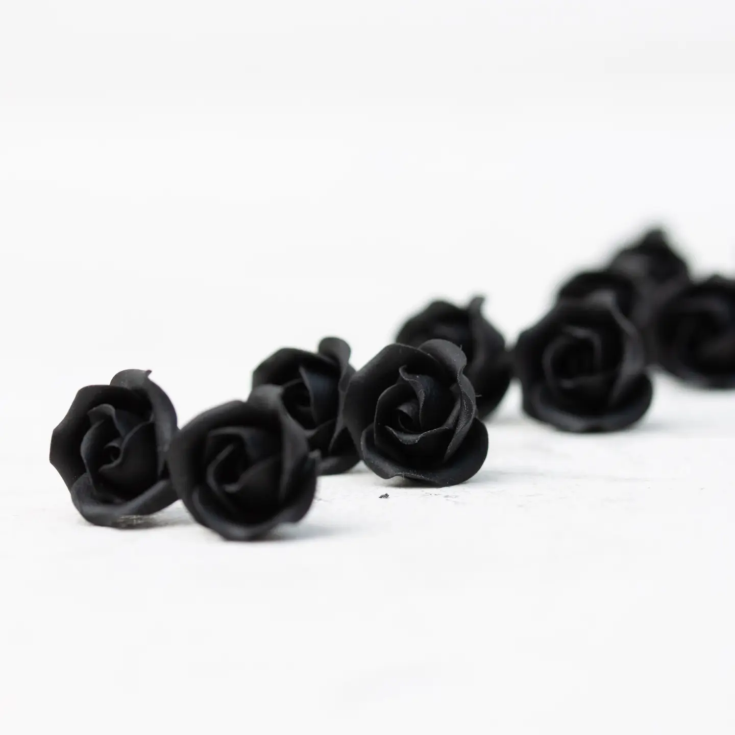 Handmade Black Rose Flower Earrings - Hypoallergenic