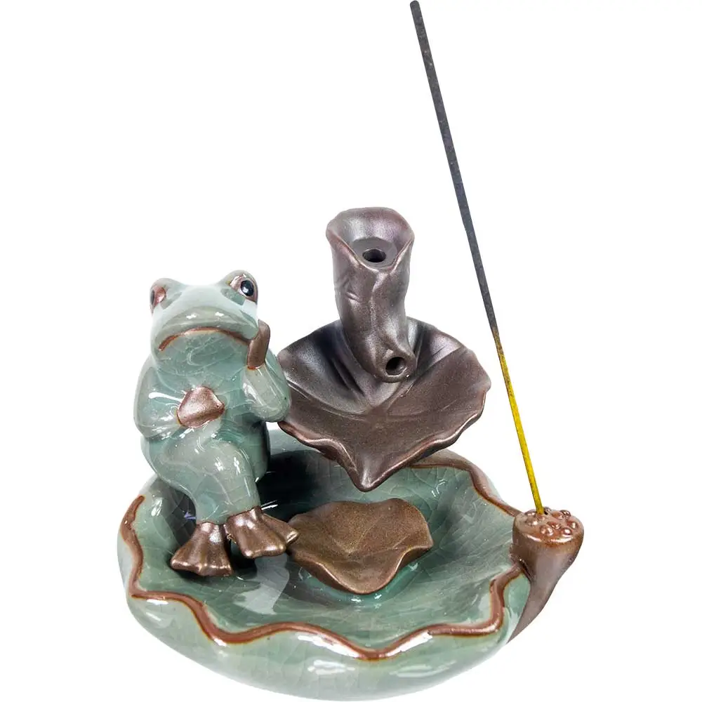 Backflow Incense Burner - Frog on Lotus