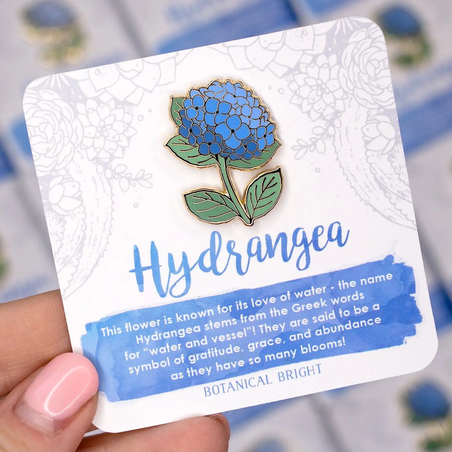 Hydrangea Blue Enamel Pin