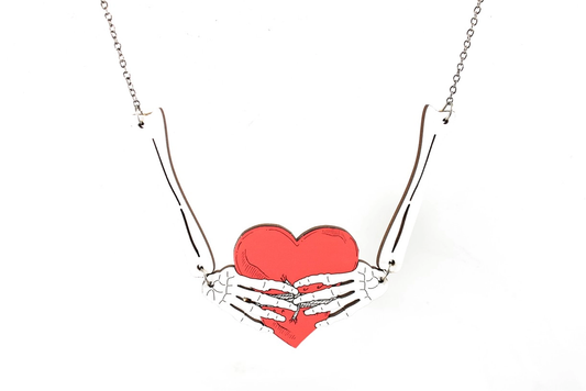 Bone Heart Wood Necklace