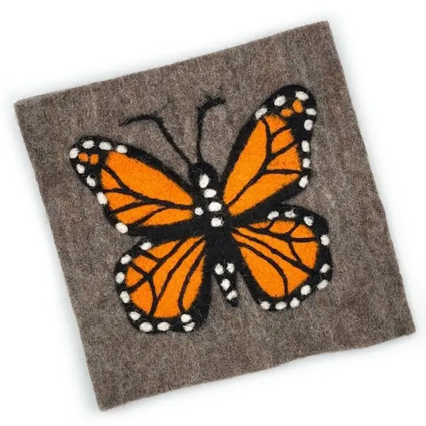 Felted Trivet Monarch Butterfly